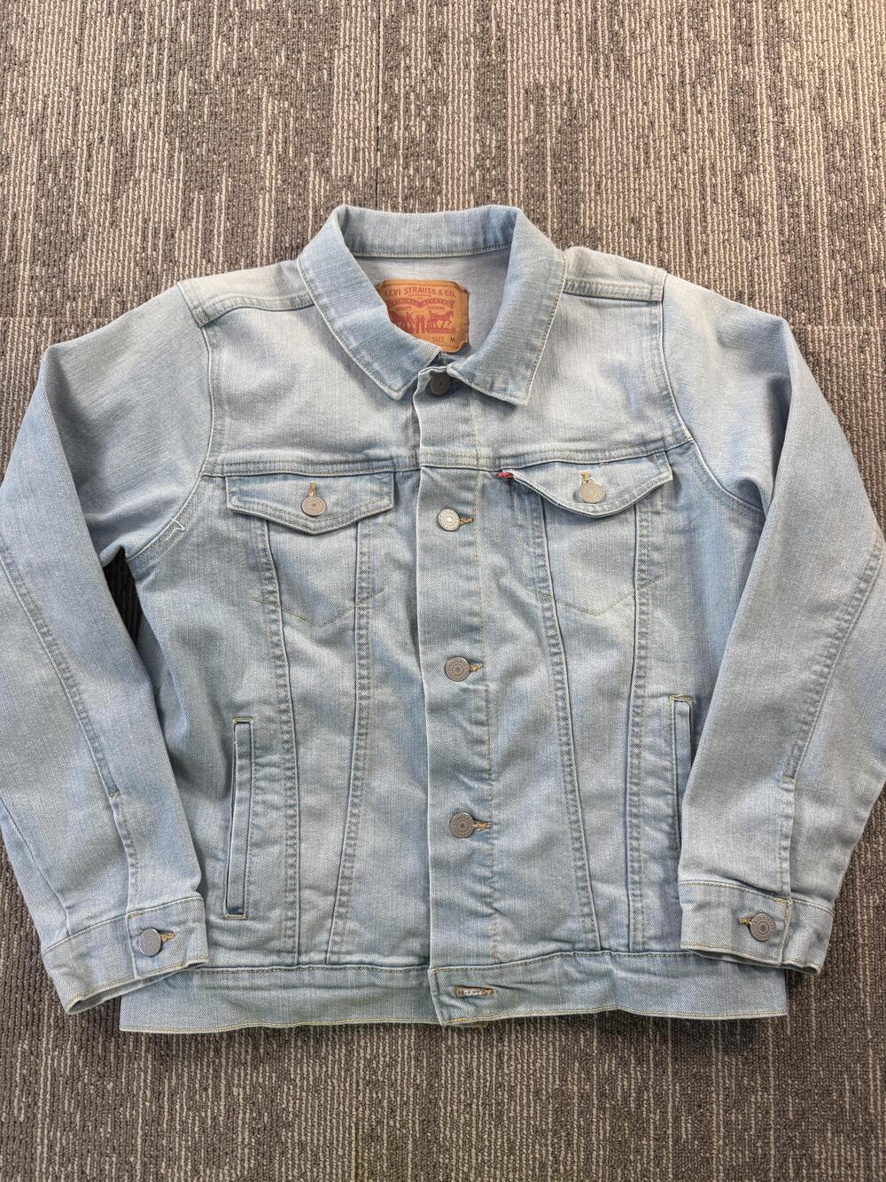 Levis Jacket Youth Medium‎ Light Wash Denim Trucker Jean Classic Button Front
